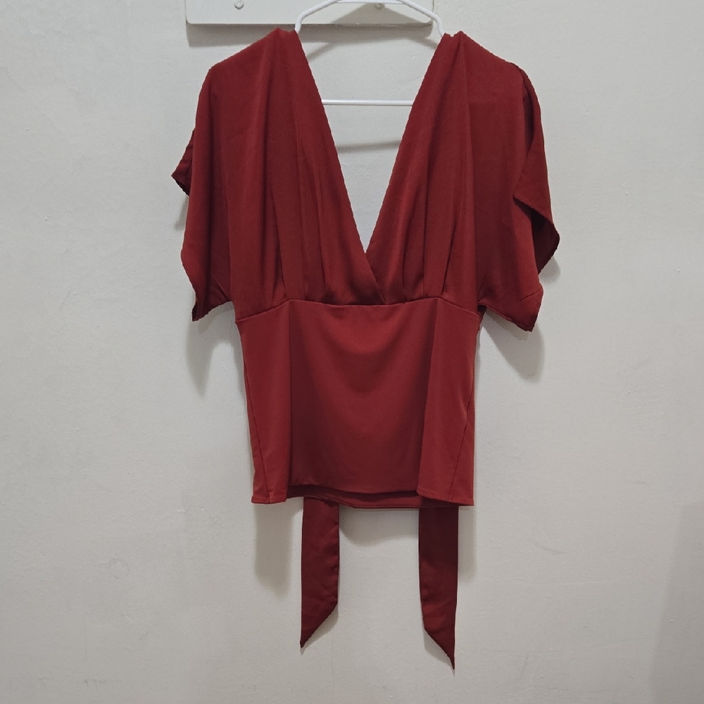 Banana Republic Deep Red V-Neck Blouse